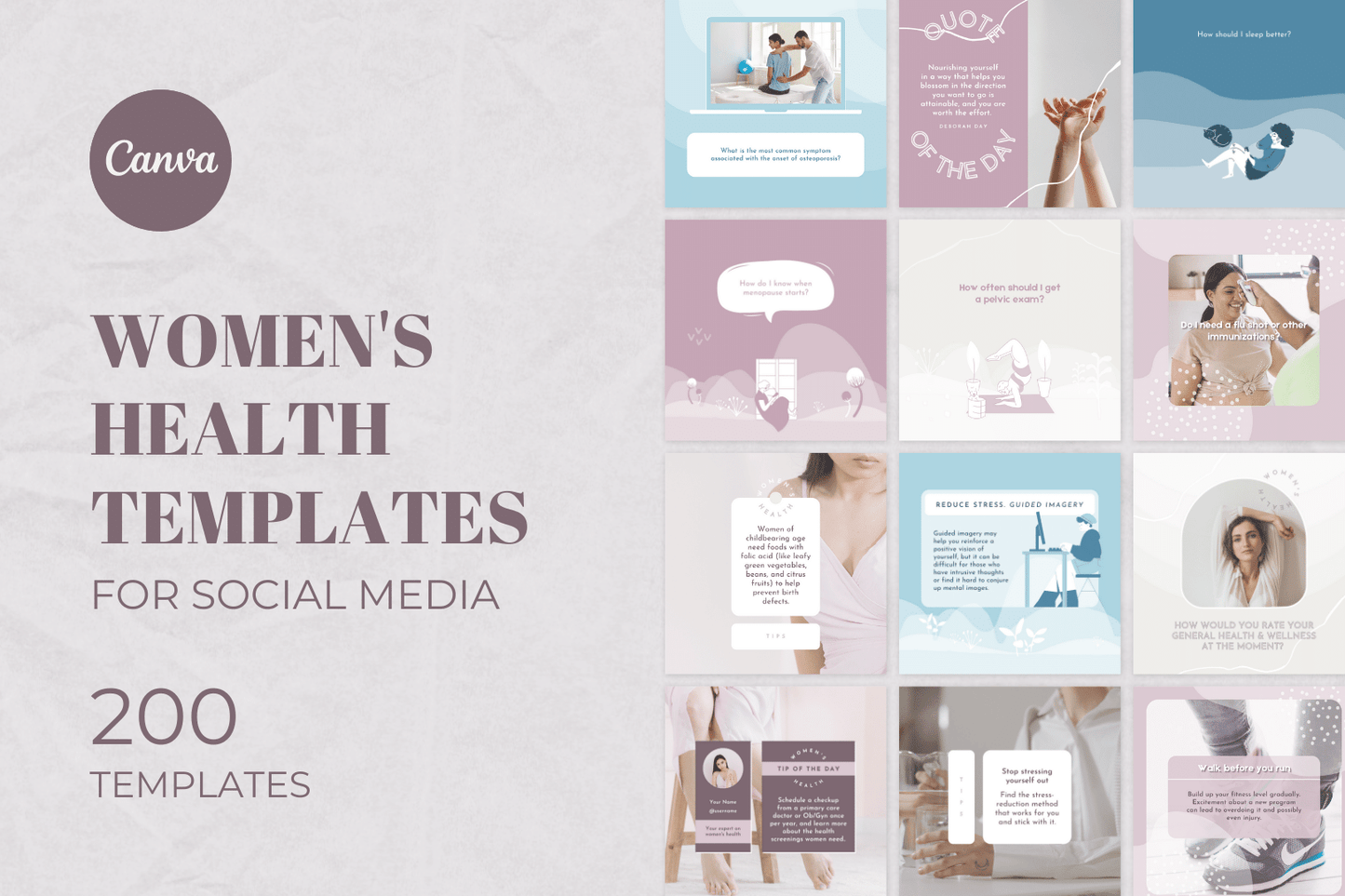 200 Women's Health Templates for Social Media