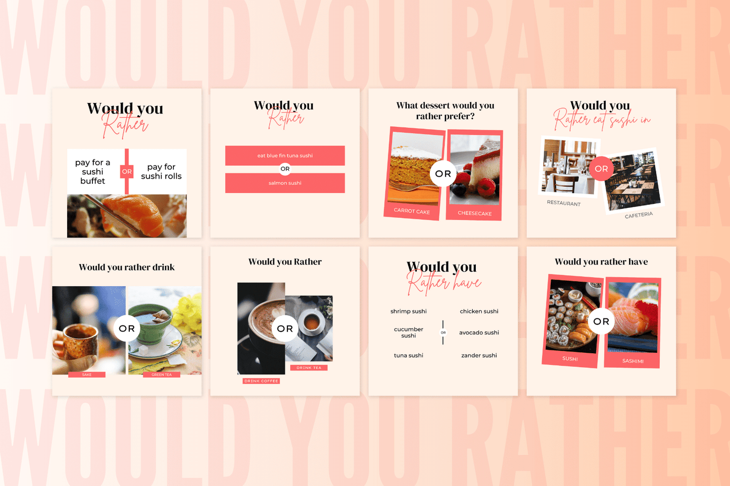 300 Sushi Templates for Social Media