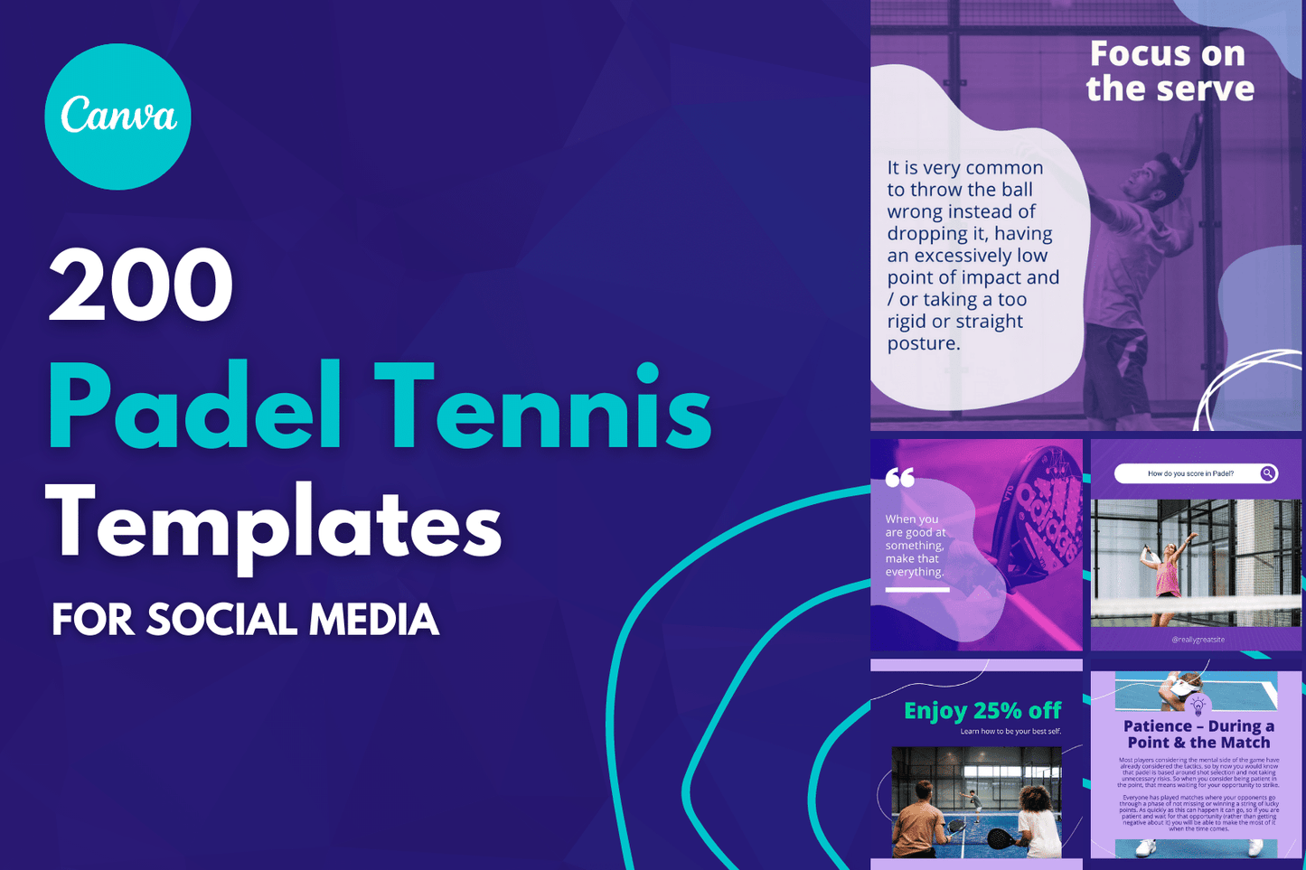 200 Padel Templates for Social Media