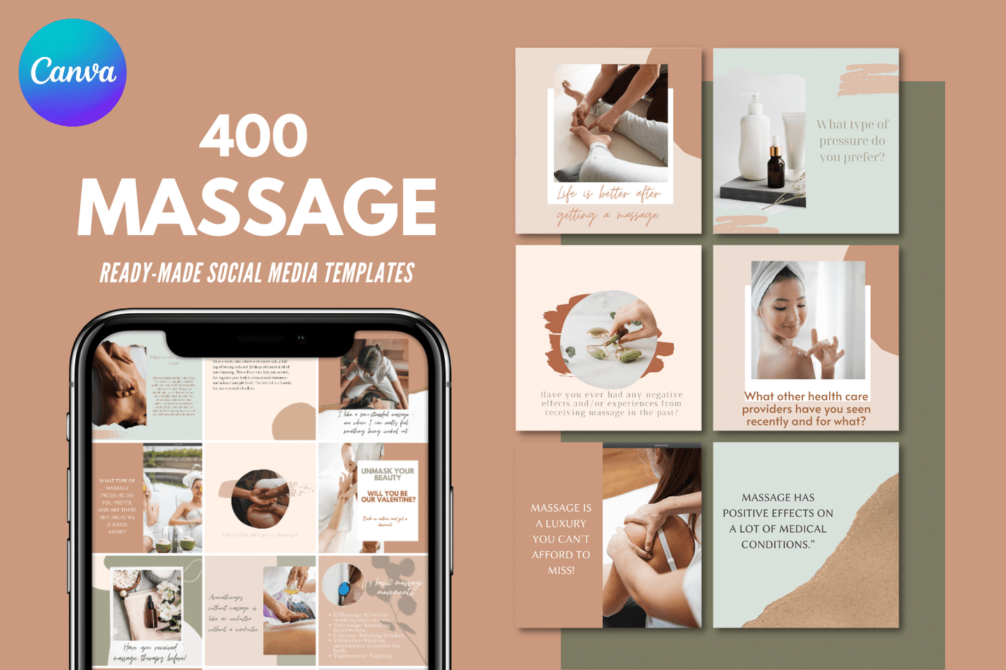 400 Massage Templates for Social Media