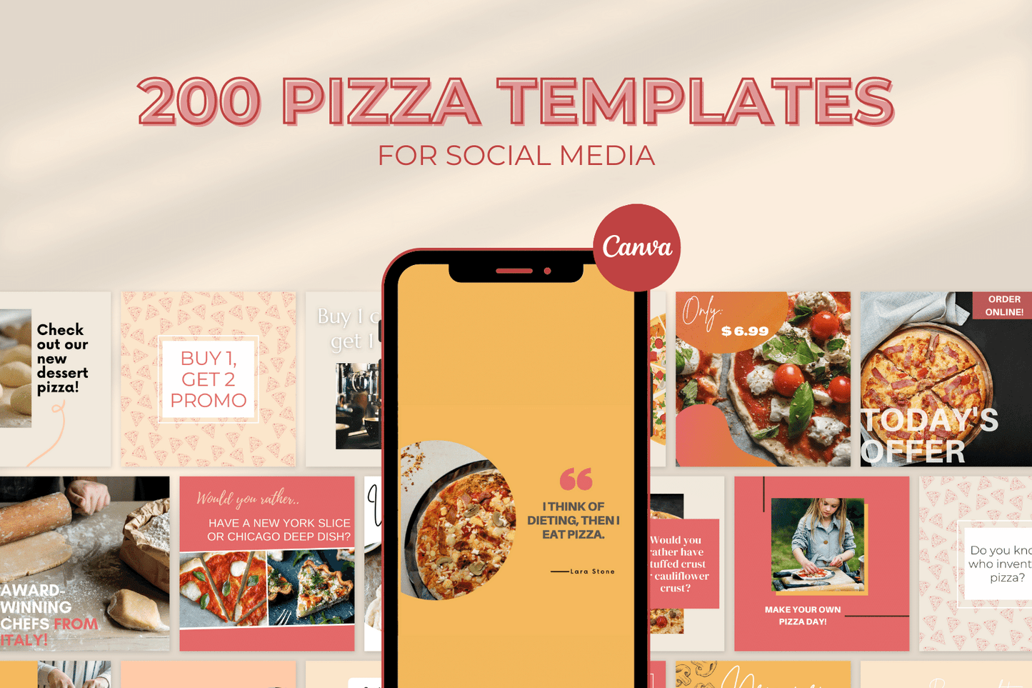 200 Pizza Templates for Social Media