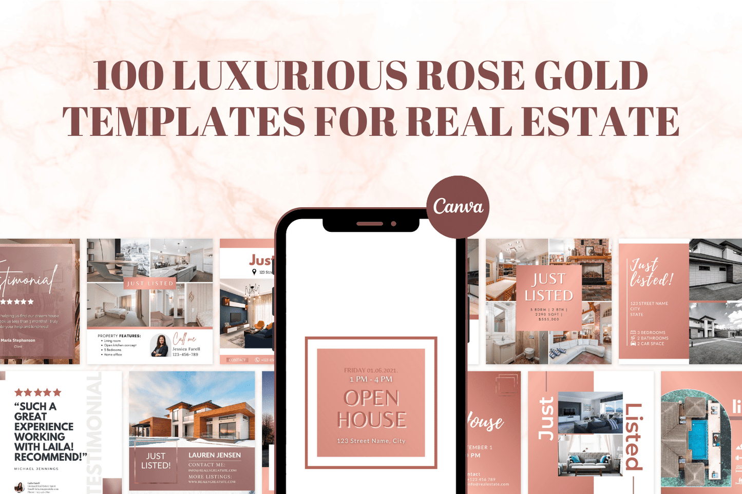 100 Luxurious Rose Gold Templates for Real Estate