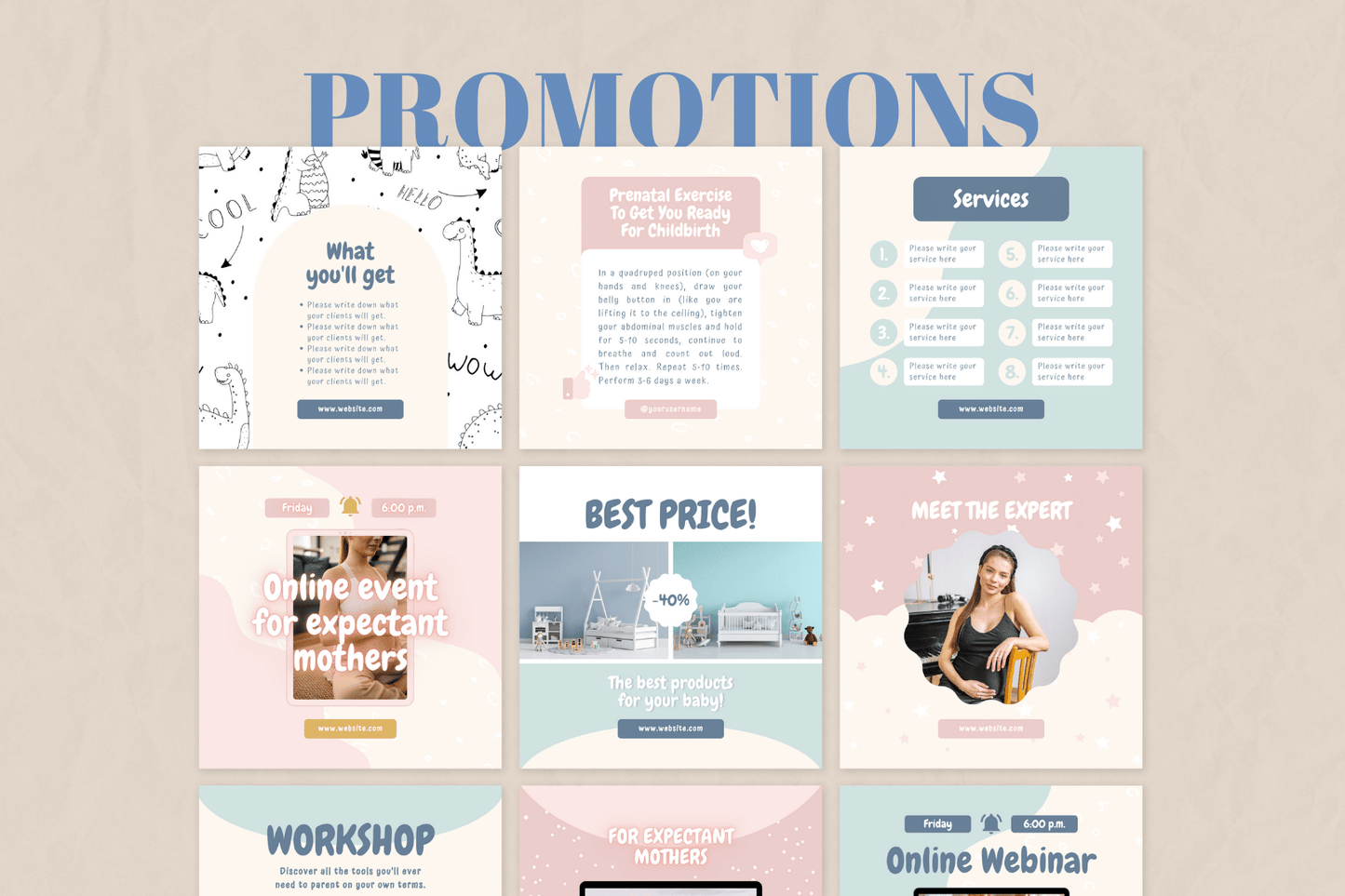 250 Pregnancy and Maternity Templates for Social Media