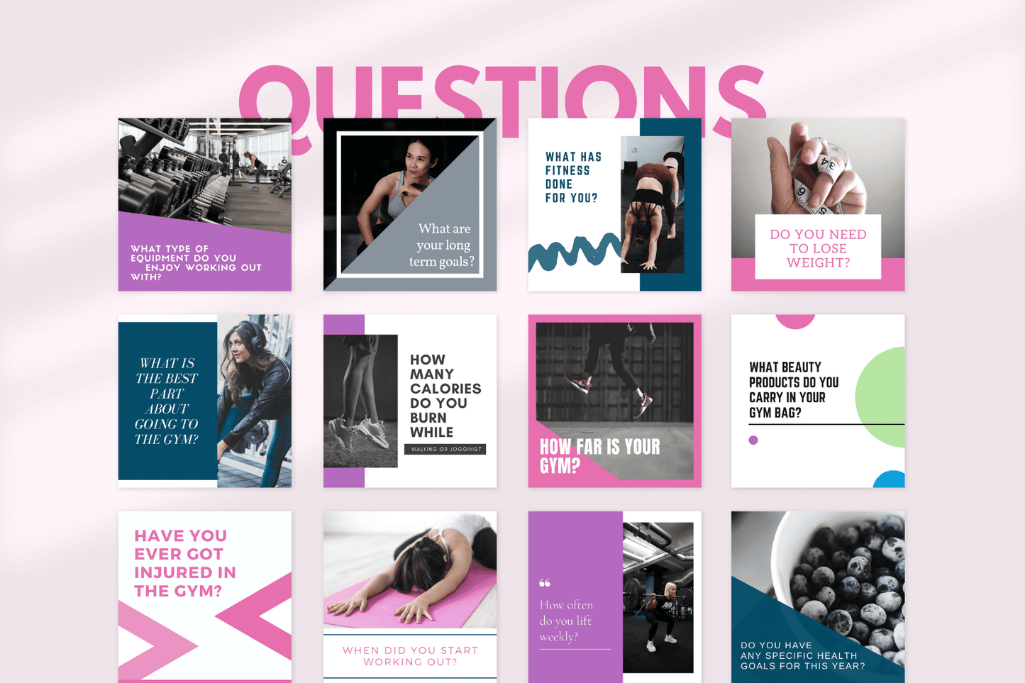 400 Premium Fitness Templates for Social Media (Feminine)