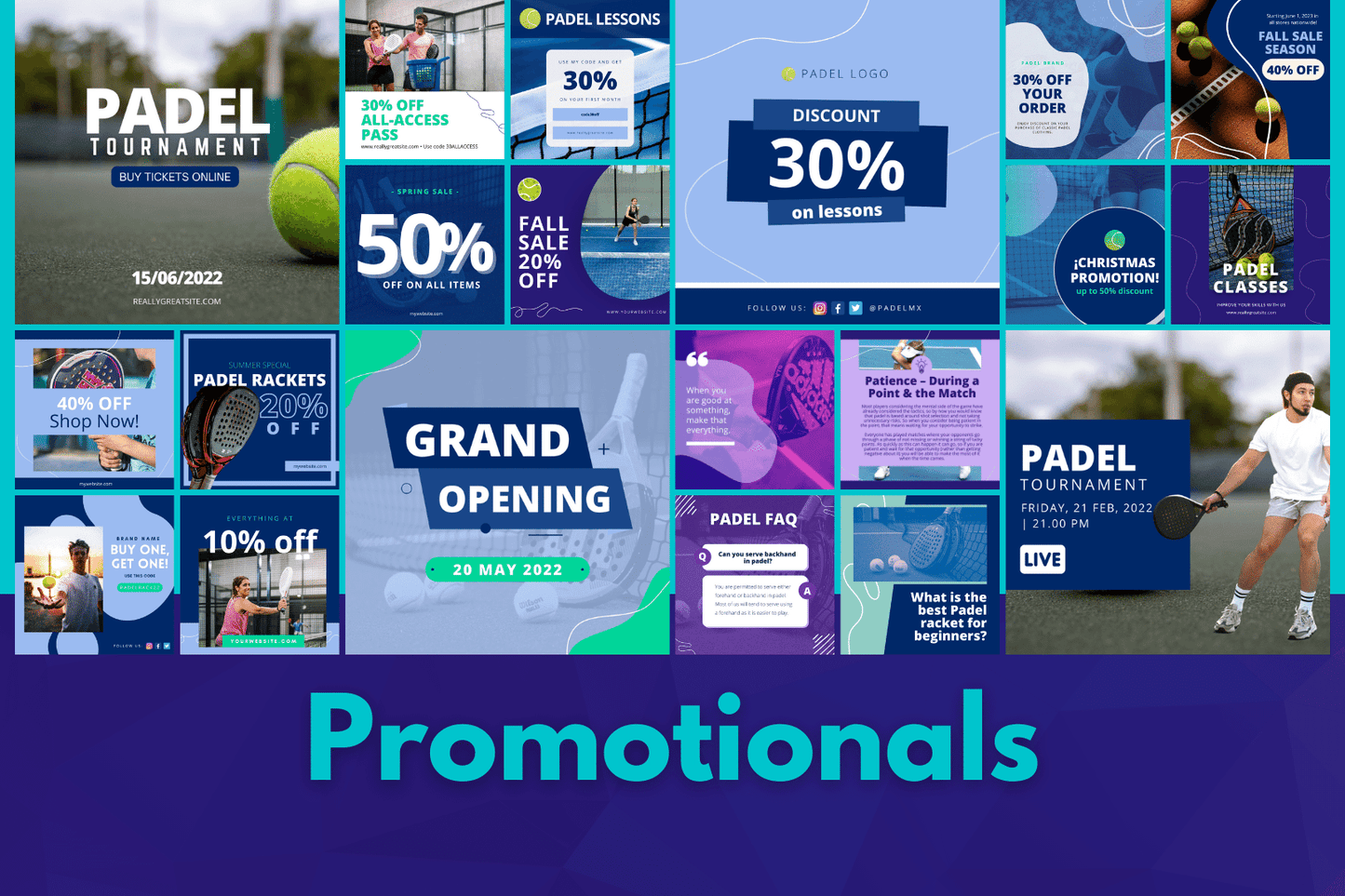 200 Padel Templates for Social Media