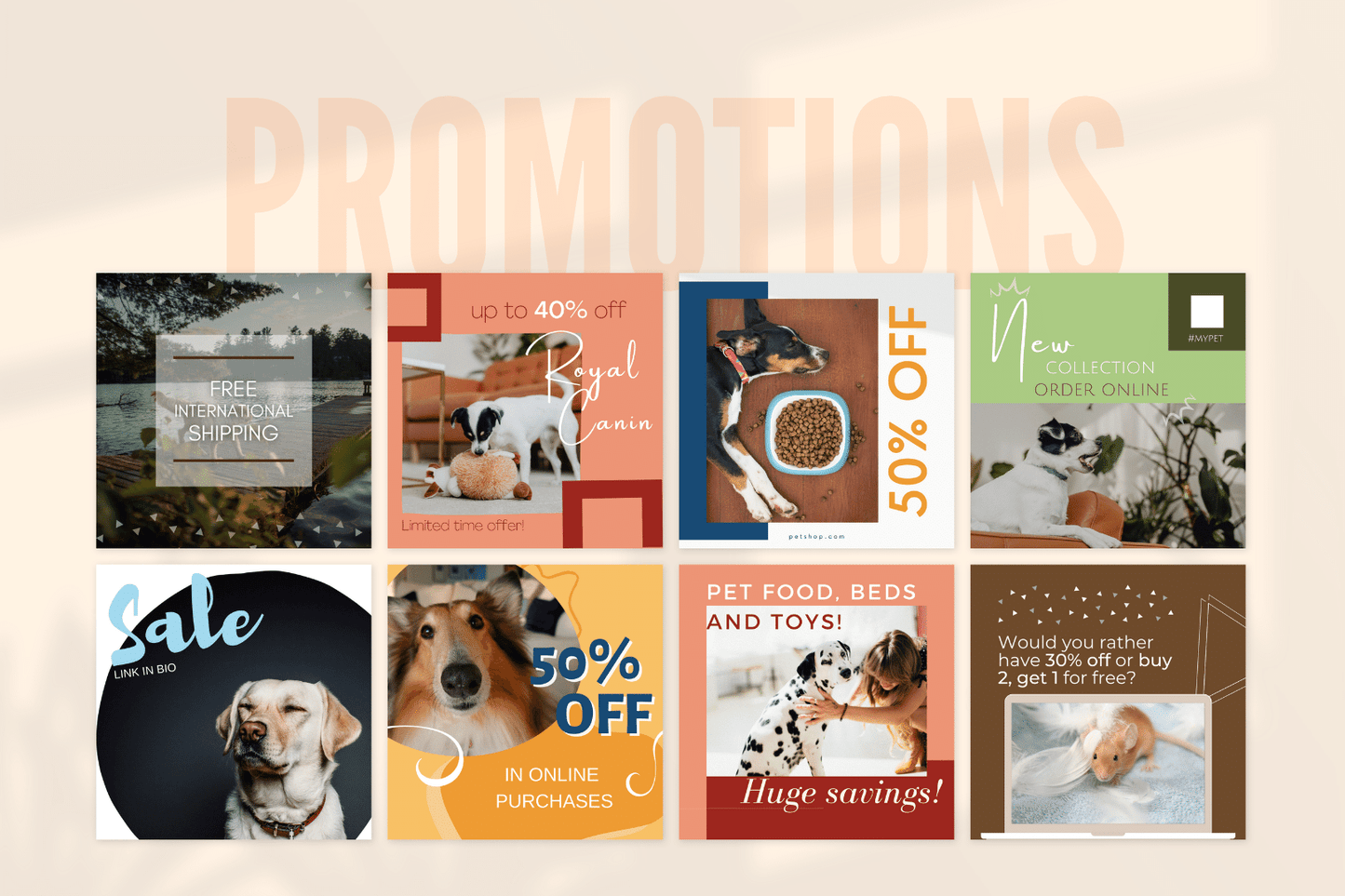 300 Pets Store Templates for Social Media